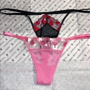 PINK Victoria’s Secret Embroidered Heart Lace Panties